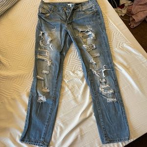 Boyfriend ripped jeans. Slightly worn, still in good condition